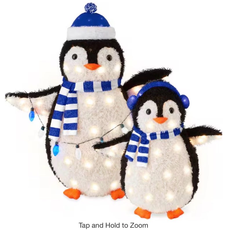 36 in. Blue LED Penguin Family Christmas Yard Decor with 150 Clear Lights (2-Piece)