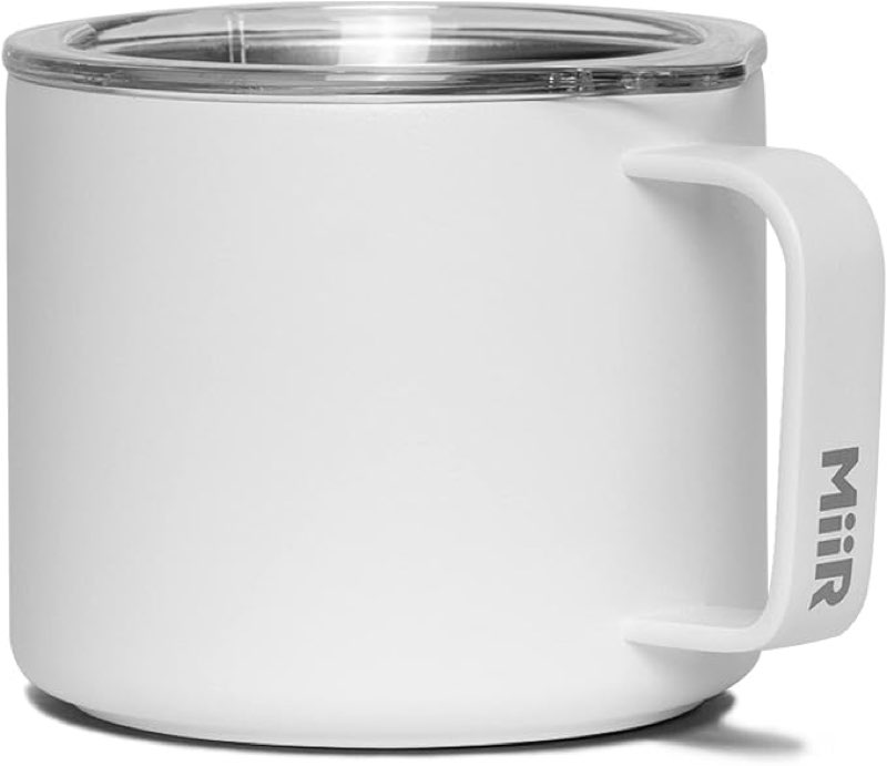 miir, camp cup, vacuum insulated, stainless steel with slide lid, bpa free, white, 8 fluid ounces