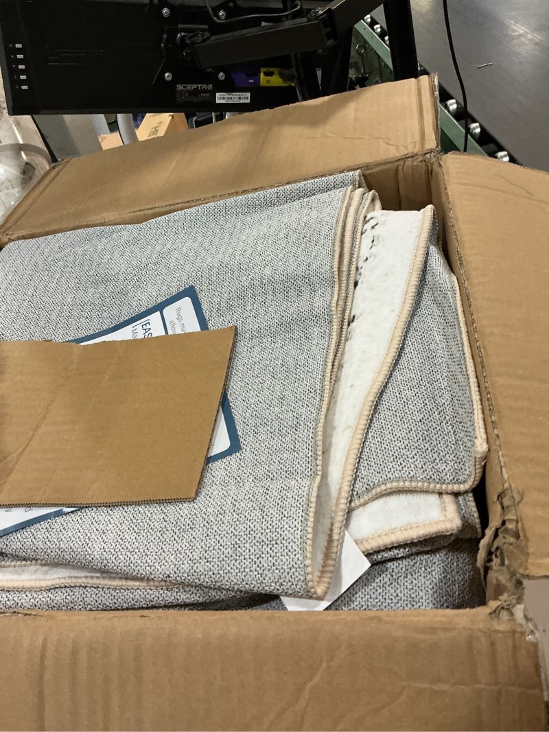 Condition photo showing Good Condition for area rugs 9'x12' washable non-slip, floral vintage distress print pattern medallion carpet for living room bedroom dining room, light yellow carbon grey orange light yellow/carbon grey/orange 9' x 12' (rectangular)