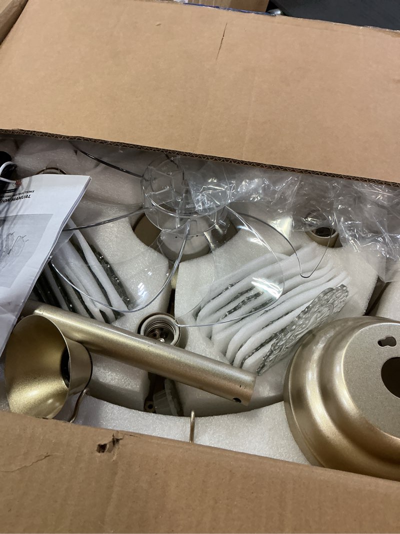 Condition photo showing Good Condition for celavieiop 20" gold fandelier ceiling fans with lights, crystal chandelier ceiling fans with lights 