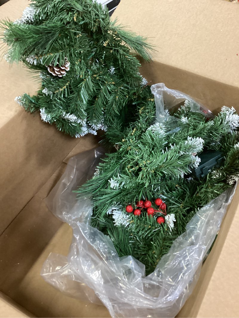Condition photo showing Good Condition for Sggvecsy 9Ft Artificial Christmas Garland with Frosted Pine Needles Pinecones Red Berries Christmas Decoration for Wall Mantle Indoor Fireplace Mantle Home Holiday Decor 9 ft (1 Pack)