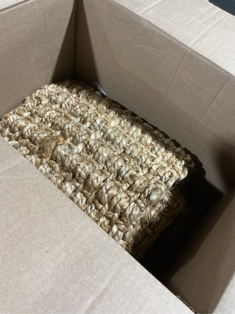 Condition photo showing As Is for hausattire hand woven jute rug 2'x3' - natural,reversible farmhouse boho accent rustic rugs for kitchen,living room,bedroom,entryway rag rug|decorative floor rugs-24x36 inches 2'x3' natural
