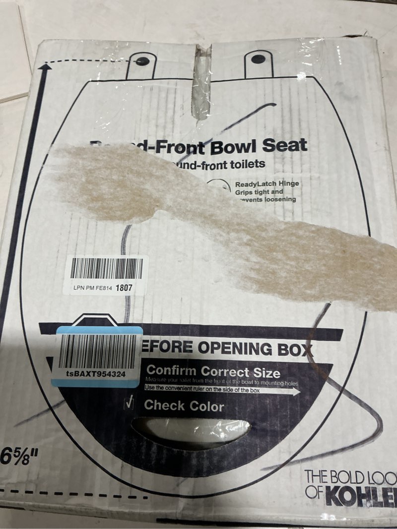 Condition photo showing Good Condition for KOHLER 4639-RL-0 Cachet ReadyLatch Round Toilet Seat Soft Close, White White Round Ready Latch