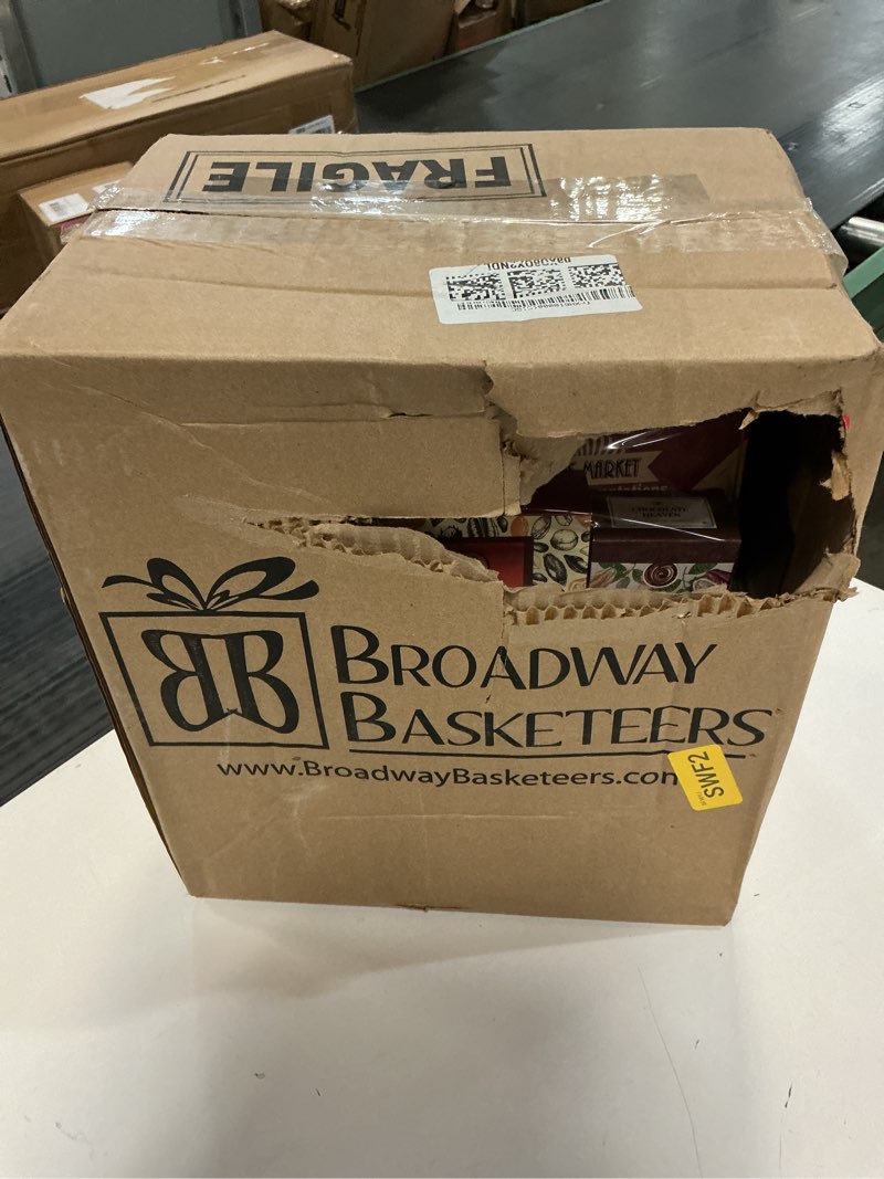 Condition photo showing New/Like New for (different unknown expiration dates )Broadway Basketeers Gourmet Valentines Gift Basket for Women, Men, Families, Teacher, College, Appreciation, Thank You, Birthday, Corporate, Get Well, Sympathy Chocolate Baskets 
