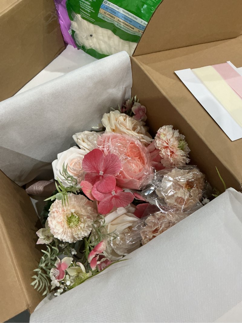 Condition photo showing Good Condition for ling's moment wedding bouquets for bride, powder pink & berry pink bridal bouquets for bride, 13 inch free form artificial wedding flower bouquet for rustic wedding ceremony anniversary pk- powder pink & berry pink small 13 inch