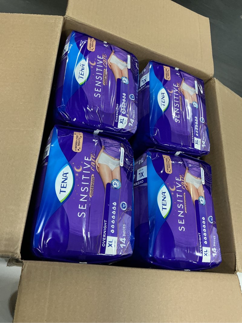 Condition photo showing New/Like New for TENA Sensitive Care Overnight Incontinence Underwear for Women, Bladder Control and Postpartum, Extra Large, 56 Count (Waist Size 39in-52in) X-Large 56