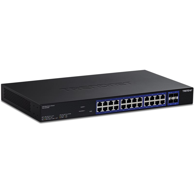 trendnet 28-port multi-gig web smart switch, teg-3284ws, 24 x 2.5g ports, 4 x 10g sfp+ ports, remote