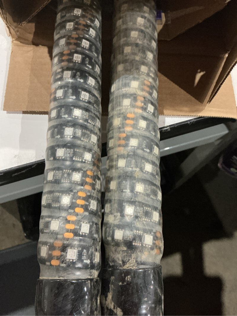 Condition photo showing As Is for ehaho 2pcs 2ft fat whip lights for utv atv, led fatty whip light w/rocker switch & 6 flags, brighter spiral chasing lighted antenna whip with app & remote control for rzr sxs can-am x3 off-road 2ft-2pcs