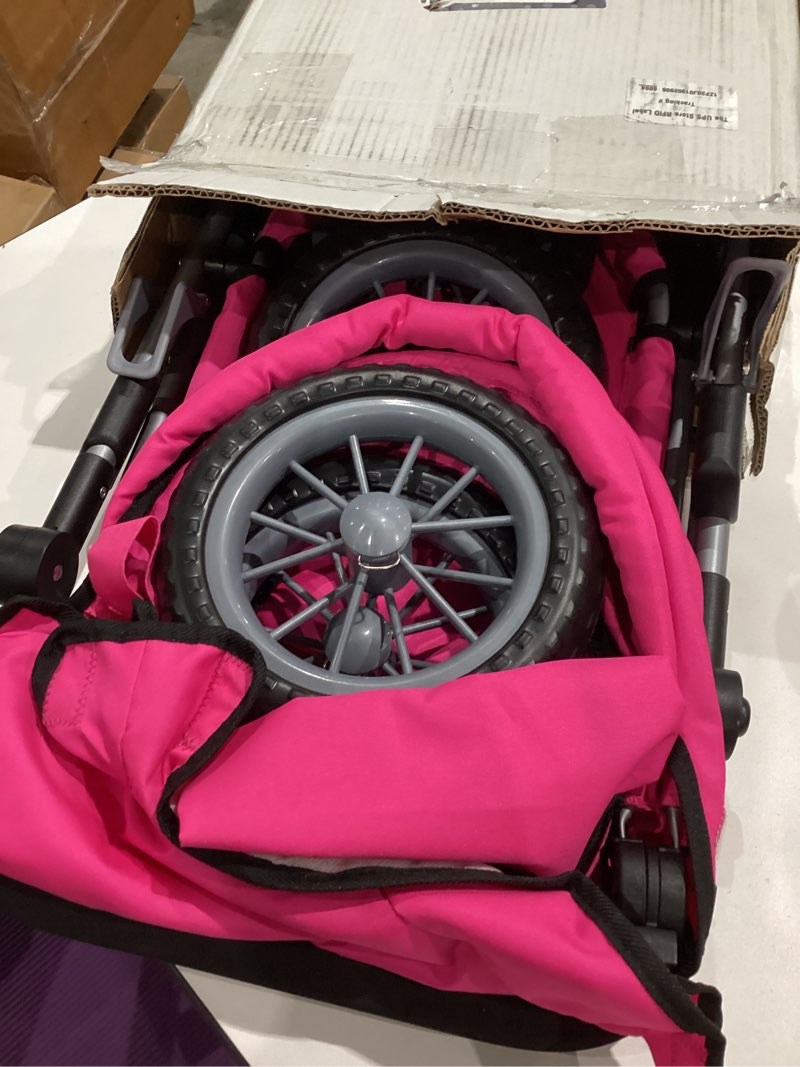 Condition photo showing Good Condition for bayer: trendy pram - hot pink - includes shoulder bag, fits dolls up to 18", adjustable handle, kids pretend play, shopping basket
