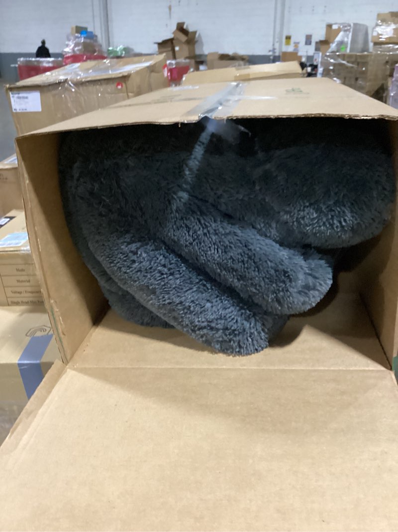 Condition photo showing As Is for foldable human dog bed - 71 "x41 x12“ human sized dog bed with orthopedic foam, fluffy faux fur pet couch with waterproof liner, non-slip bottom, washable cover, cozy floor lounger - dark gray