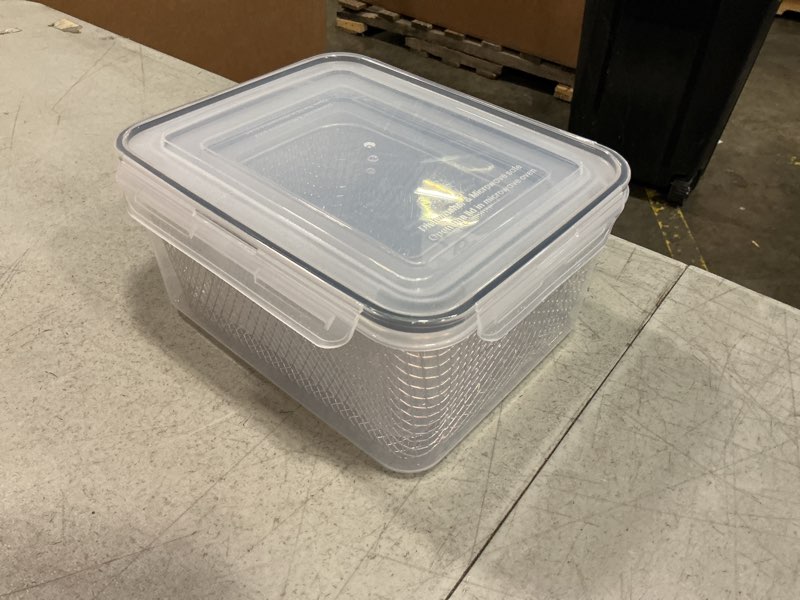 Condition photo showing Good Condition for 3 pcs large fruit storage containers for fridge - leakproof food storage containers with stainless steel colander - dishwasher safe produce containers keep fruits, vegetables, berry, meat fresh longer fc-3-ss
