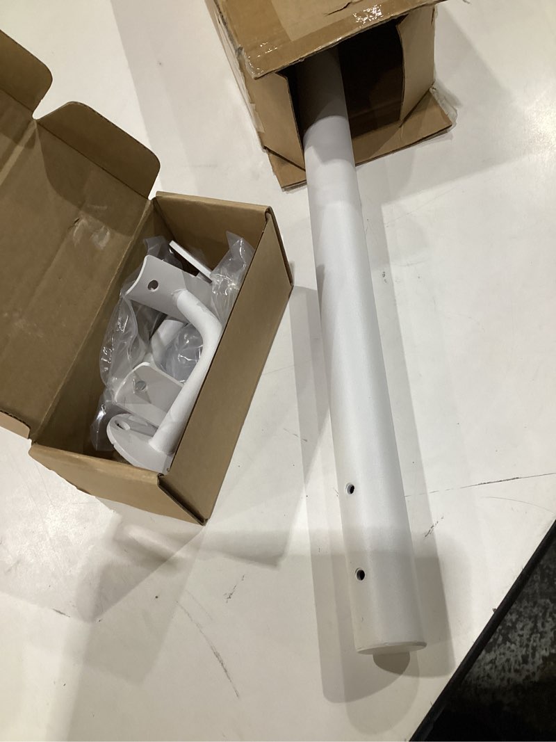 Condition photo showing As Is for 2 FT Heavy Duty White Metal Stairs Railing Indoor, Wall Mount Pipe Stair Handrail - Hand Rails for Indoor & Outdoor Steps, Banister Deck Porch Patio Railing, Wall Grab Bars for Seniors White 2FT