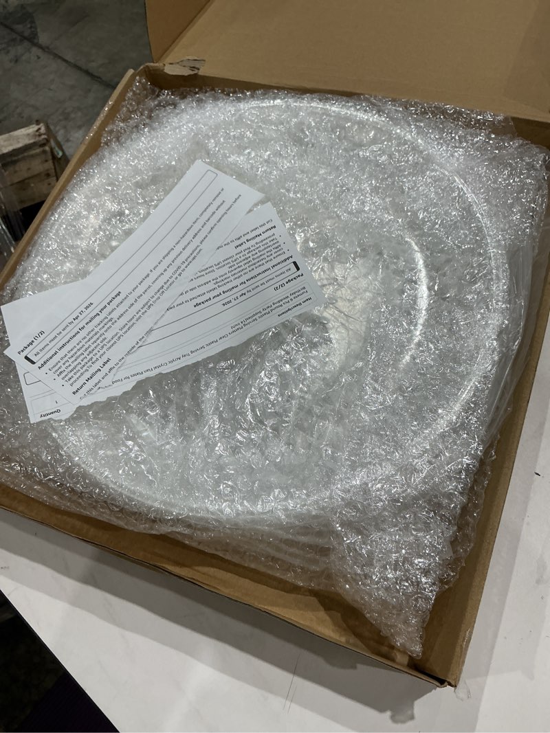 Condition photo showing Good Condition for fumete 6 pcs round plastic serving platters clear plastic serving tray acrylic crystal flan plates for food cake cookie fruits birthday wedding party supplies(14 inch)