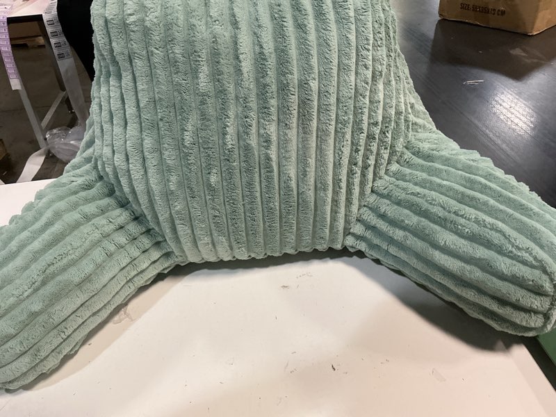 Condition photo showing As Is for Blissful Diary Reading Pillow for Sitting in Bed, Flannel Back Pillow Bed Sitting Up for Adult & Children, Backrest Cushion for Sit Up in Couch or Floor, Dorm Essentials, Mint Green Standard(18inch) Mint Green