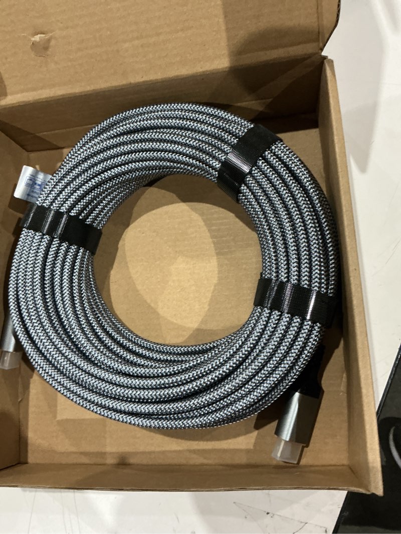 Condition photo showing Good Condition for highwings 4k fiber optic hdmi cable 75ft long - unidirectional 4k hdr braided hdmi cord, 18gbps high speed with ethernet/arc, 3d, hdcp 2.2, arc, compatible for ps-5/4/3/4k hdtv/streaming media 75 feet 4k@uhd-1 pack grey
