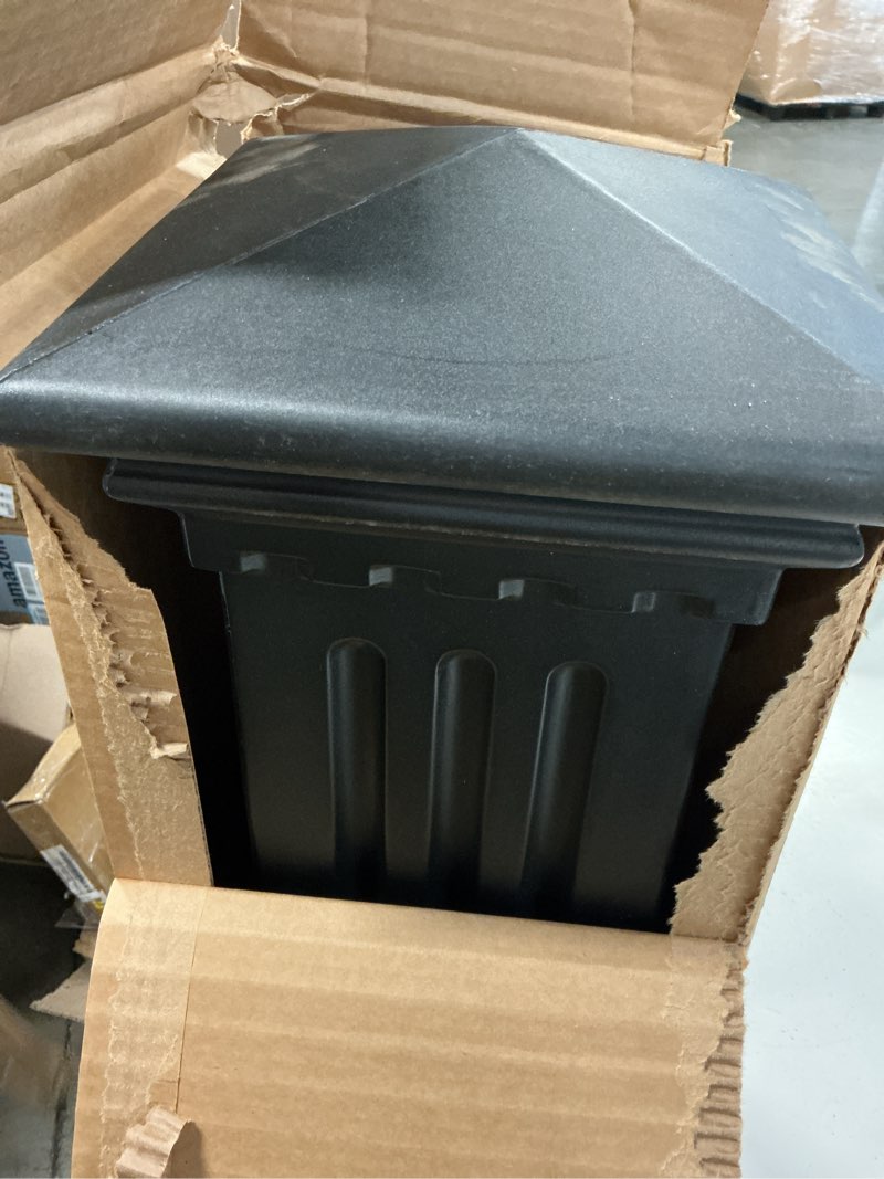 Condition photo showing As Is for mayne manchester single arm mail post - black - 26in l x 9in w x 58in h - manchester post & arm, hardware kit (5852-b)