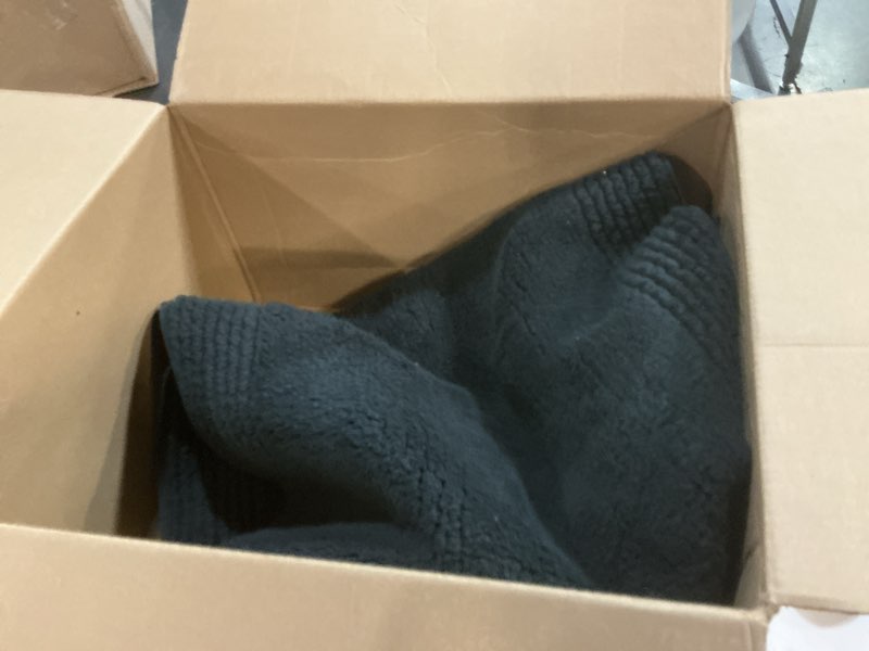 Condition photo showing As Is for Madison Park Splendor Reversible 100% Cotton Tufted Bathroom Rug-3000 GSM Hotel Quality Luxurious Plush Medium Pile Bath Mat Absorbent, Quick Dry, Shower Room Décor, 24x72 Black Black 2' x 6' (Rectangular)