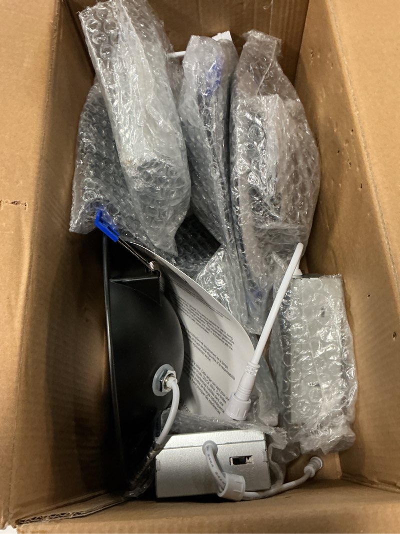 Condition photo showing Good Condition for adetu 5cct gimbal black led recessed lighting 6 inch, 360°+90° adjustable directional 6 inch led recessed light, 2700k-5000k dimmable eyeball canless downlight with jbox, et (black, 4 pack) 4 pack black-6 inch
