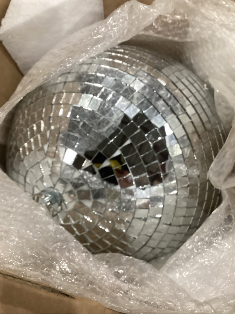 Condition photo showing Good Condition for nulink 12" disco ball decor hanging disco ball mirror ball for party decoration wedding home 12 inch silver