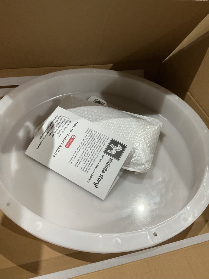 Condition photo showing Good Condition for resin mold large no seal round deep -kalinta 18inch reusable epoxy round molds for resin clock, serving tray board, end table?floral preservation bouquet 18" (no seal)