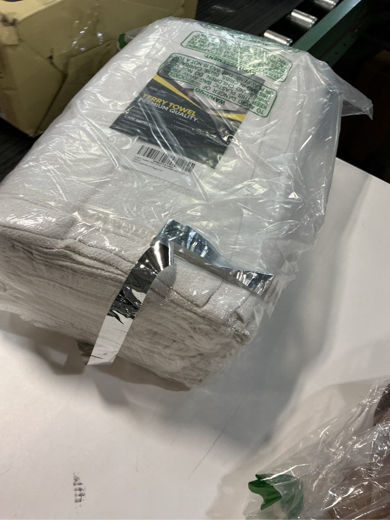 Condition photo showing New/Like New for Avalon Towels Terry Bar Mop Towels (Value Pack of 60) Size 14"x17" – Absorbent and Durable, Multipurpose Cleaning Rags, Cotton Cleaning Cloths, Terry Cloth Rags, Reusable Shop Rag (White) Pack of 60 White