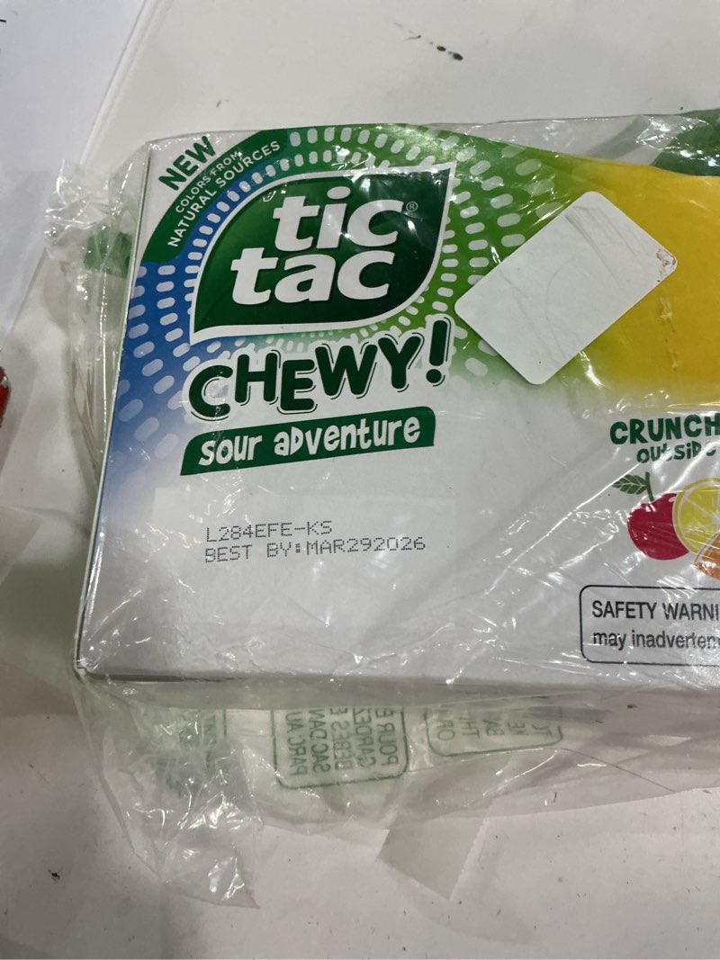 Condition photo showing New/Like New for TIC TAC CHEWY! Sour Adventure, Sour Candy, Bulk 8 Pack, Fruity Chewy Candy, 7 oz Each (Packaging May Vary)( BB MAR 29/2026) 