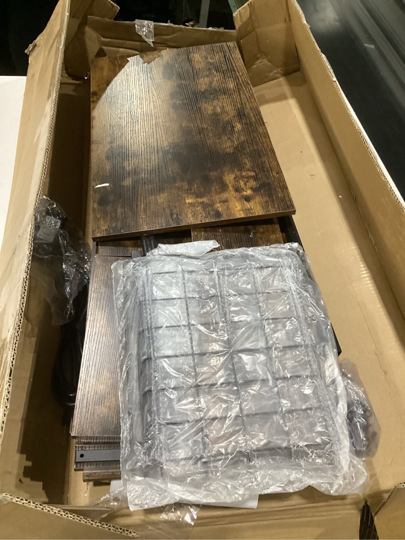 Condition photo showing Good Condition for (incompte parts)superjare large bakers rack with power outlets, 6-tier microwave stand, coffee bar with 12 s-shaped hooks, kitchen shelf with wire basket, 39.4 x 14.6 x 66.9 inches, rustic brown 39.4inch rustic browne