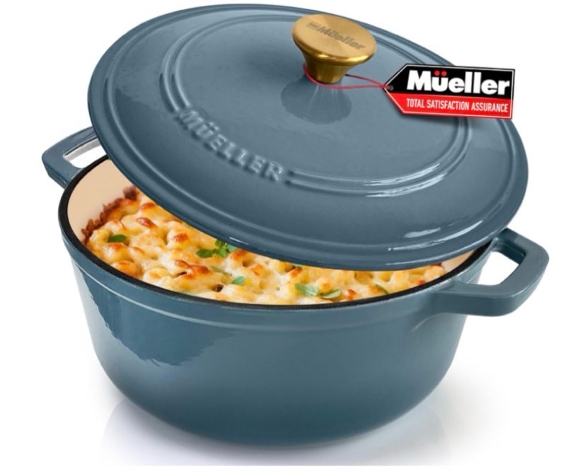 MÜELLERHOME 6 Quart Enameled Cast Iron Pot Dutch Oven