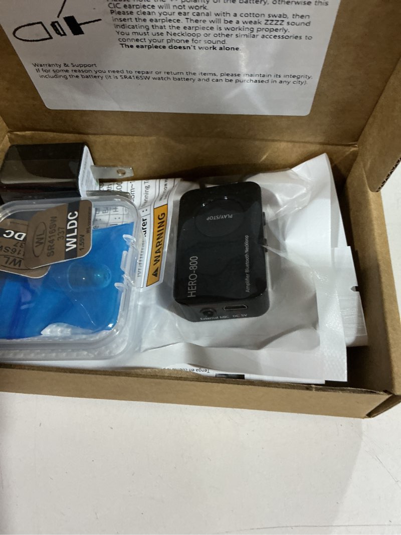 Condition photo showing Good Condition for loud sound 45-100db 35 inch amplifier bluetooth neckloop aids t-coil with cic spy earpiece