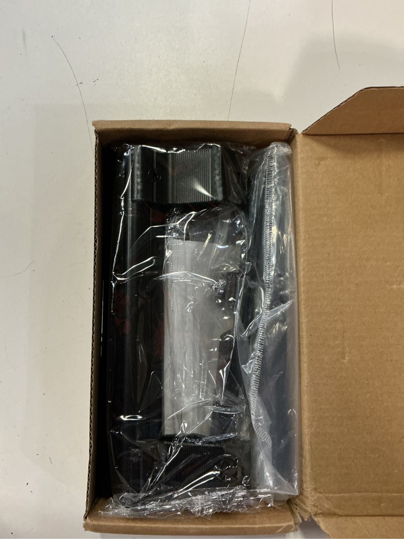 Condition photo showing New/Like New for sliding glass door handle set with interior and exterior handles, 6-5/8", fits 1" to 1-1/8" thick doors. (black, straight tube handle with key) black - straight handle 2 sides straight tube handle with key