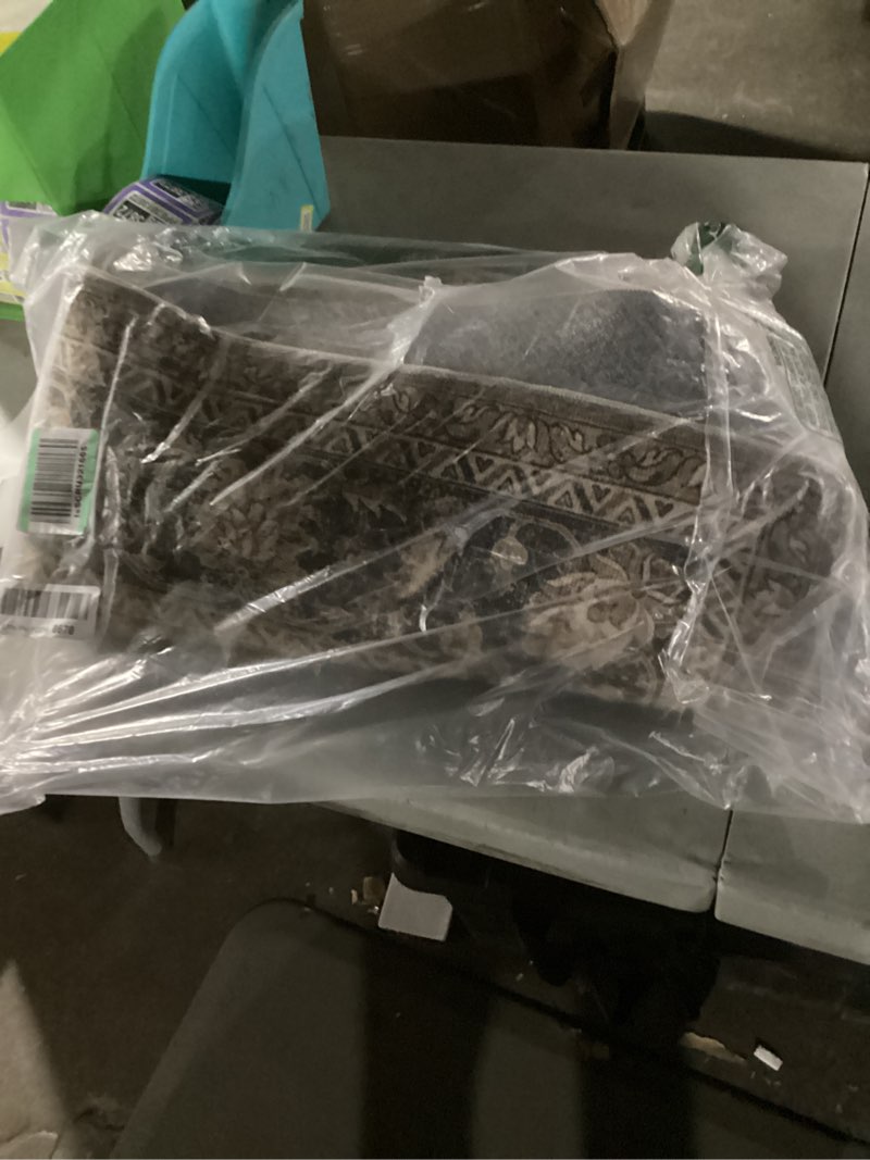 Condition photo showing As Is for 5x7 Washable Brown Area Rug Vintage Living Room Bedroom Carpet Non-Slip Soft Low Pile Distressed Indoor Throw Rug for Dining Room Entryway Office 5' x 7' (Rectangular) Brown/Black