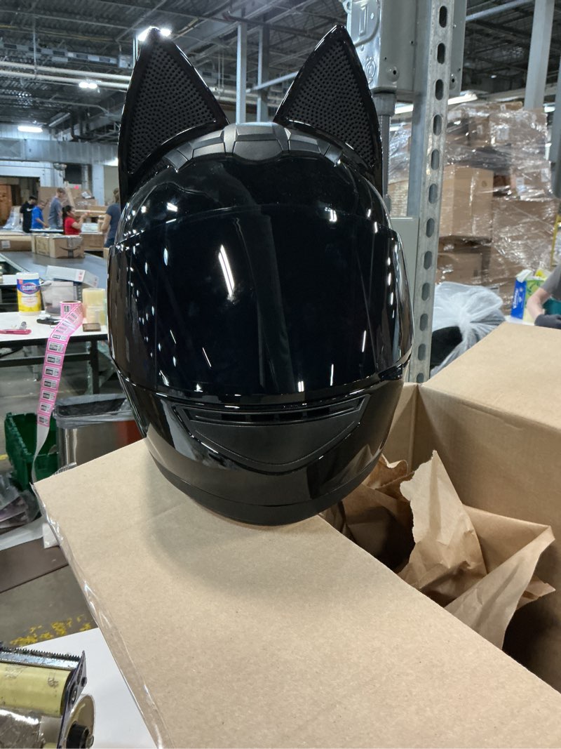 Condition photo showing Good Condition for adult personalized cat ear motorcycle helmet,men and women cool cat locomotive motorcycle full face helmet,dot/fmvss-218 certification standard,suitable for all seasons black large