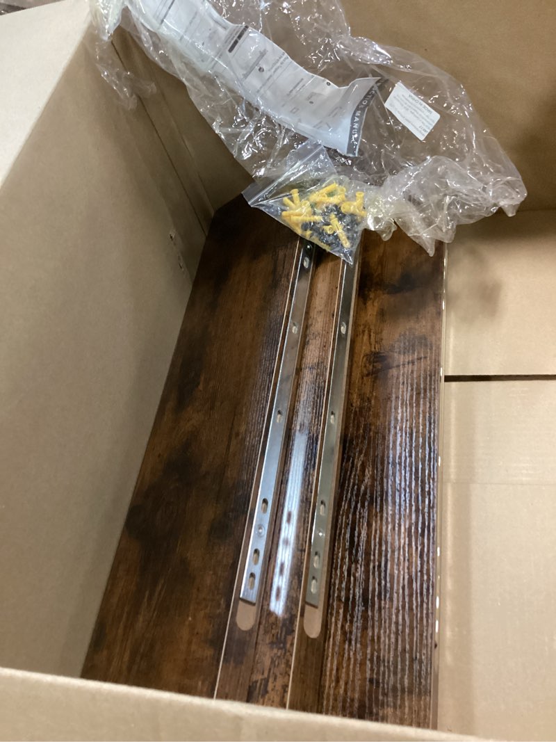 Condition photo showing Good Condition for BAYKA Floating Shelves for Wall, 22.5 inches Wall Mounted Rustic Wood Shelves for Bathroom, Bedroom, Living Room, Floating Shelves for Books/Storage/Decor(Rustic Brown,Set of 3) B. Rustic Brown - Americana Farmhouse Style 22.5inches