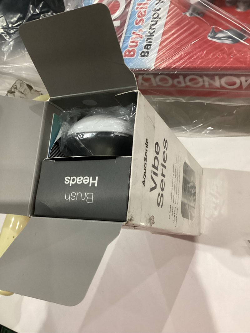 Condition photo showing New/Like New for aquasonic vibe series ultra-whitening toothbrush – ada accepted electric toothbrush - 8 brush heads & travel case – 40,000 vpm motor & wireless charging - 4 modes w smart timer – charcoal metallic