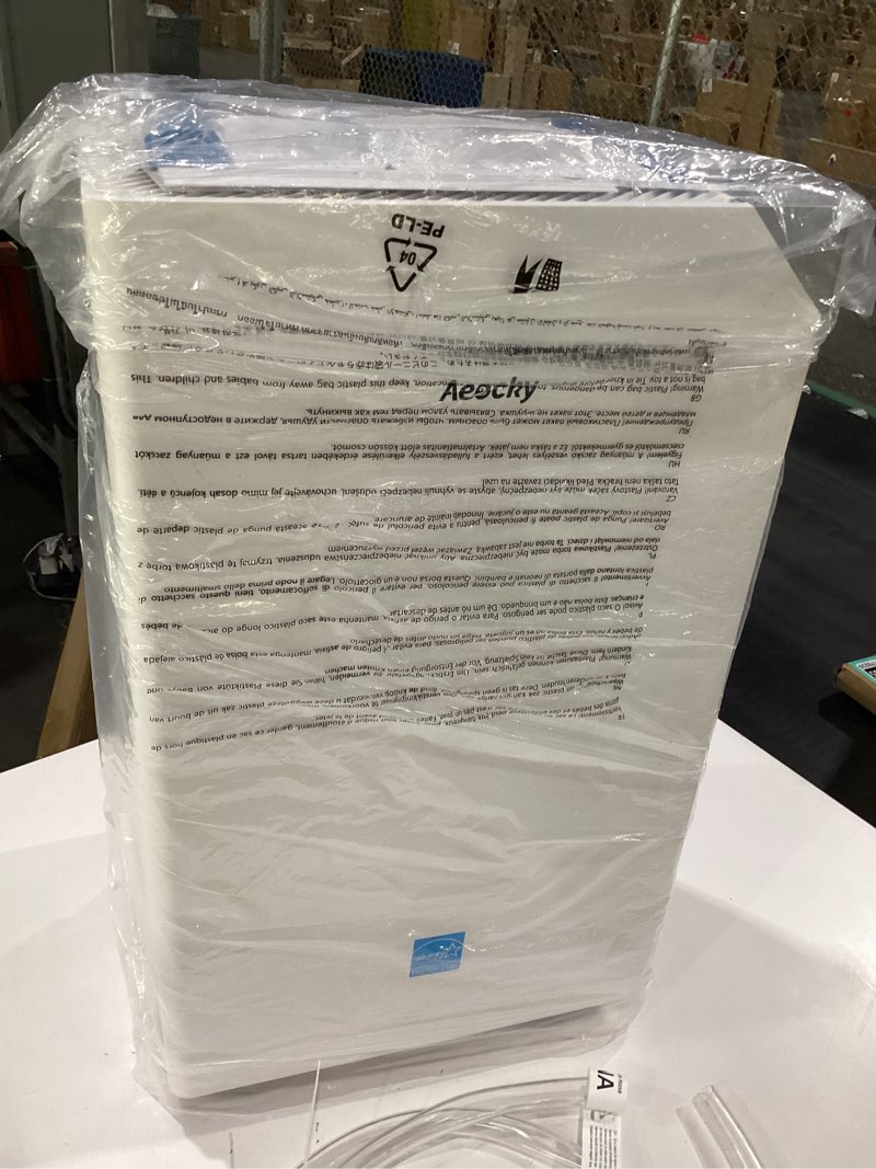 Condition photo showing New/Like New for aeocky 4500 sq.ft energy star most efficient 2025 dehumidifier with pump, max 80 pint/day smart compressor dehumidifier with drain hose, intelligent humidistat,for basement,bedroom,home,bathroom white 80 pint/d (pump)