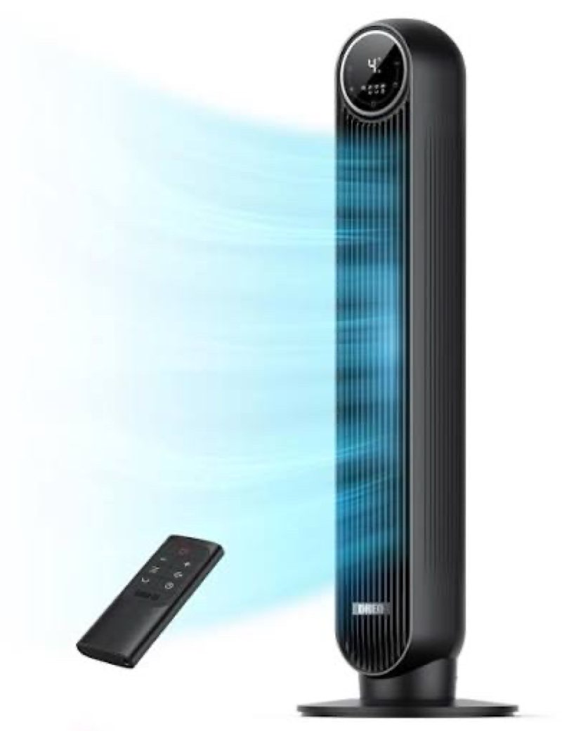 NO REMOTE Dreo Tower Fan for Bedroom, 25ft/s Velocity Quiet Floor Fan, 90° Oscillating Fans for Indoors with 4