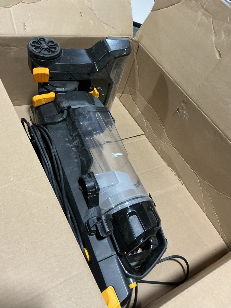 Condition photo showing As Is for eureka powerspeed lightweight powerful upright vacuum cleaner for carpet and hard floor, pet turbo, black,yellow yellow neu181d with pet tool