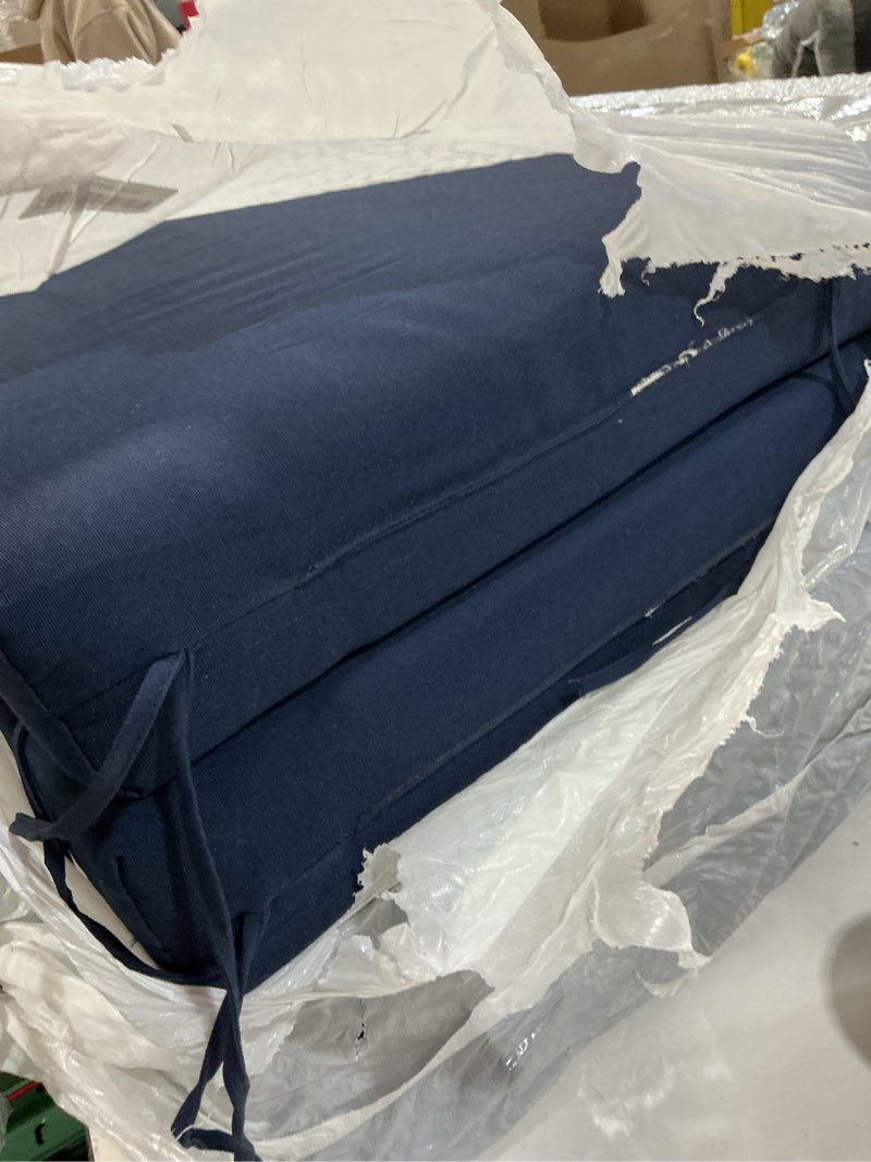 Condition photo showing As Is for basic beyond outdoor chair cushions set of 4, square corner outdoor cushions for patio furniture, water resistant patio chair cushions with 2 ties, 18.5x16x3, black 01 - black 18.5"x16"x3"(pack of 4)