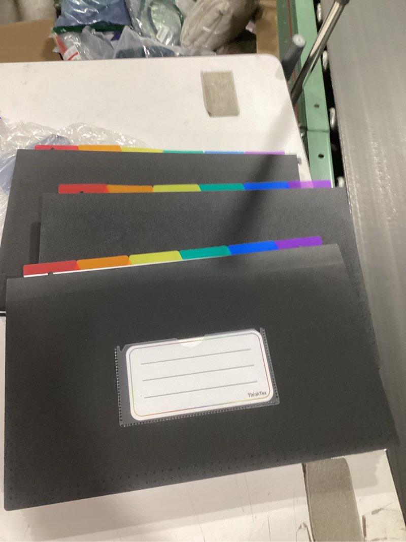 Condition photo showing New/Like New for thinktex plastic expanding hanging file folders, 7 innovative 1.2" accordian pockets, large capacity, multi-color tabs, letter size for filing cabinet - 3 packs letter size 3 packs
