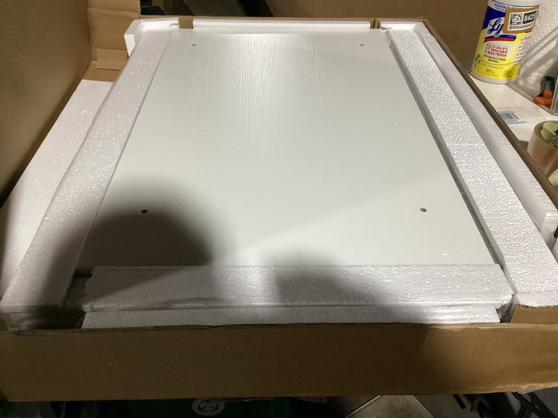 Condition photo showing New/Like New for dwanton dog crate furniture with cushion, wooden kennel table with double doors, indoor dog house, medium size, 32.5" l, white+rustic brown 32.5"l x 21.9"w x 25.6"h white+rustic brown