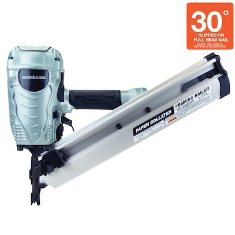 metabo hpt 3-1/2-in 30 -degree pneumatic clip head/roundhead framing nailer