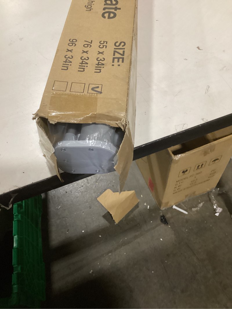 Condition photo showing Good Condition for Retractable Baby Gate for Stairs, 55" Wide Mesh Dog Gate Indoor, 34" Tall Child Gate for Doorways, Hallways, Deck, Indoor Outdoor Pet Baby Safety Essentials for Home, Grey Gray 55'' Wide