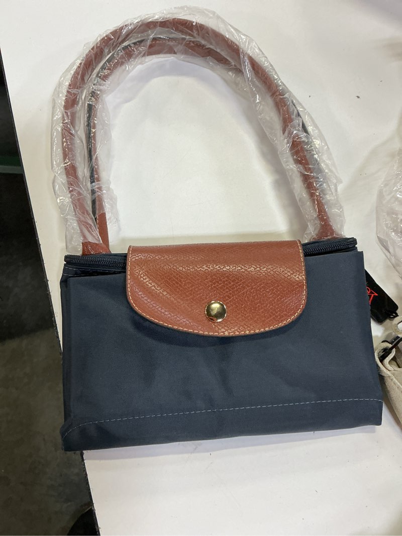 Condition photo showing Good Condition for longchamp le pliage shopping bag foldable handbag tote purse dark gray largelongchamp