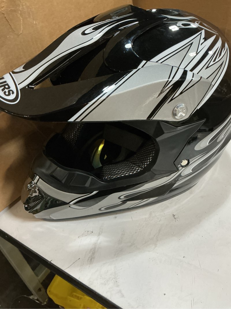Condition photo showing Good Condition for Adult Motocross Dirt Bike Helmet with Goggle, Gloves & Mask - DOT/FMVSS-218 Off-Road Motorcycle & ATV Helmet with Adjustable Sun Visor New Black Flame Medium