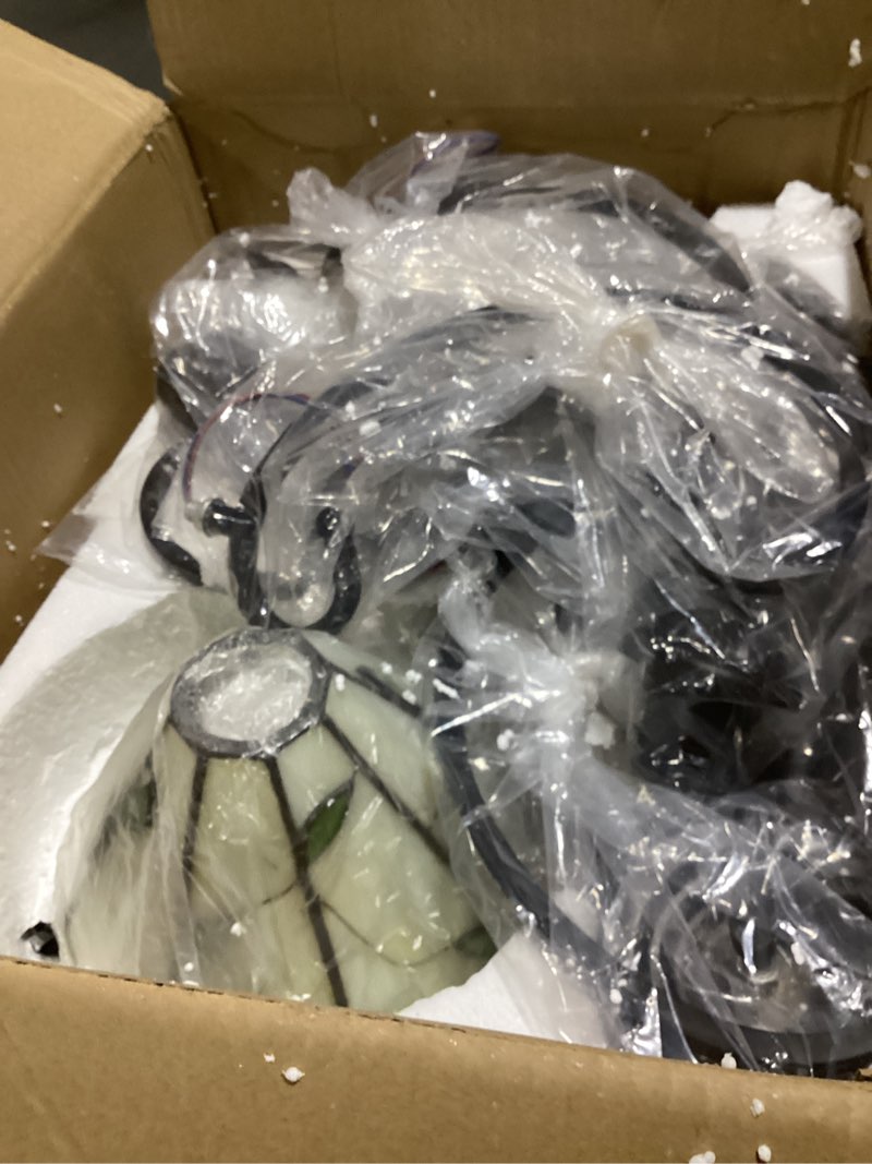 Condition photo showing Good Condition for tiffany style chandelier stained glass pendent ceiling light flush mount ceiling light vintage chandeliers lighting lamps (leaf 6)