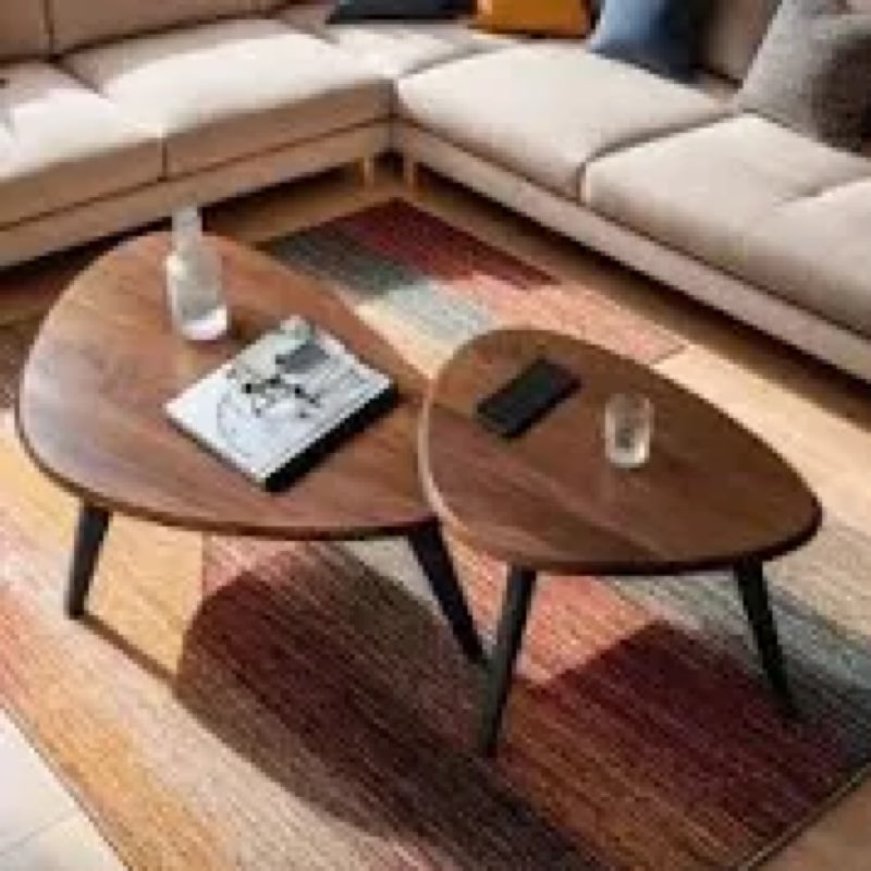 Incomplete)Wood Nesting Coffee Table Set of 2,Sofa Table With Variable Shape Combinations For Living Room, Lounge Area, or Office.