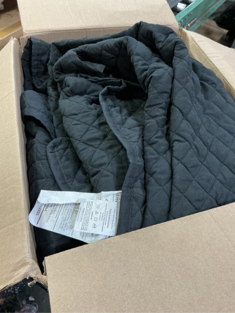Condition photo showing As Is for jml quilt set king size 3 piece,microfiber embossed bedspread grey