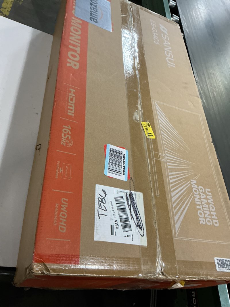 Condition photo showing Working Condition Verified for SANSUI 34-Inch Curved Gaming Monitor UWQHD 3440 x 1440 Up to 165Hz Curved 1500R - PIP/PBP, 1ms(MPRT), HDR, 300nits, sRGB 125%, DCI-P3 95%,FreeSync,HDMIx2,DP1.4 x2 (DP Cable Included)