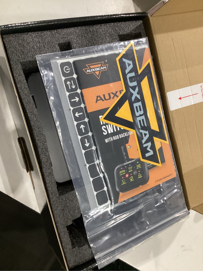 Condition photo showing Good Condition for auxbeam 8 gang switch panel ba80, universal circuit control relay system box with automatic dimmable on-off led switch pod touch switch box for car pickup truck boat utv atv, blue 3 years warranty 8 gang (1-sided outlet) blue (no app)