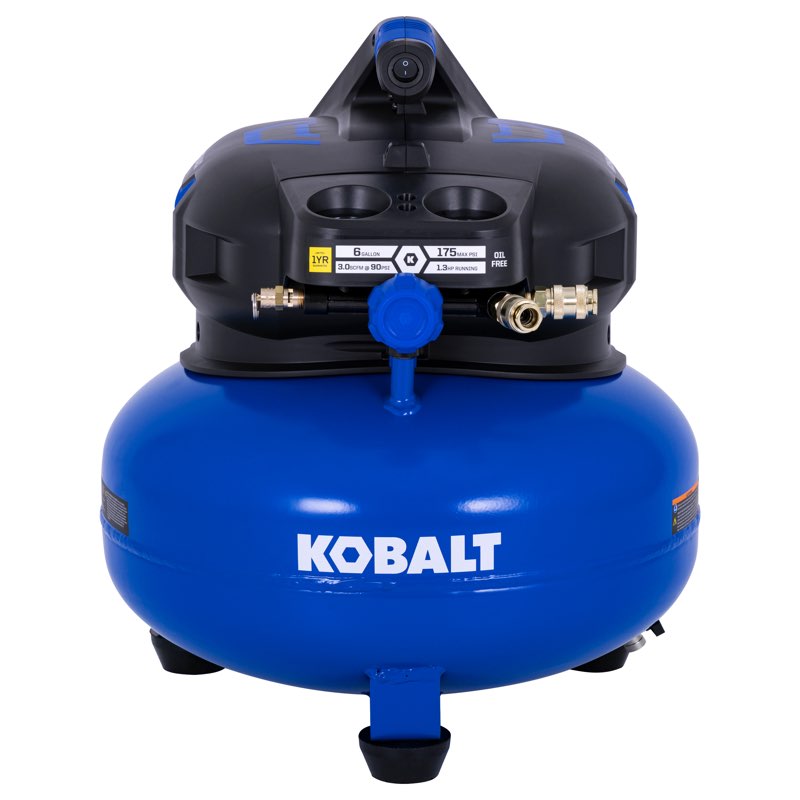 kobalt 6-gallon portable electric 175 psi pancake air compressor